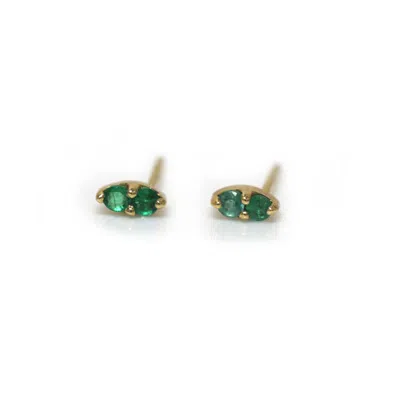 La Kaiser Women's Solid Gold Emerald Pavillion Studs