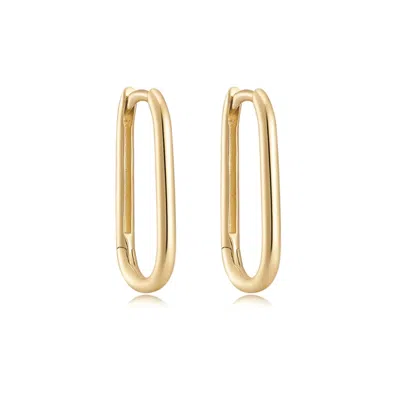 La Kaiser Women's Solid Gold Essential Oblong Huggies