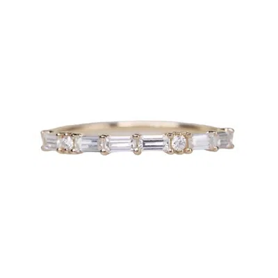 La Kaiser Women's Solid Gold Moissanite Mama Ring In Morse Code