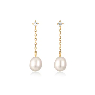 La Kaiser Women's Solid Gold Pearl & Sapphire Droplet Studs