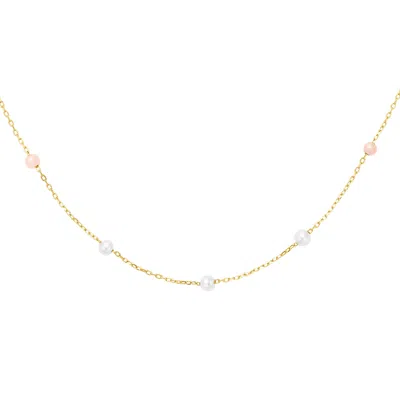 La Kaiser Women's Solid Gold Pink Ombre Pearl Necklace