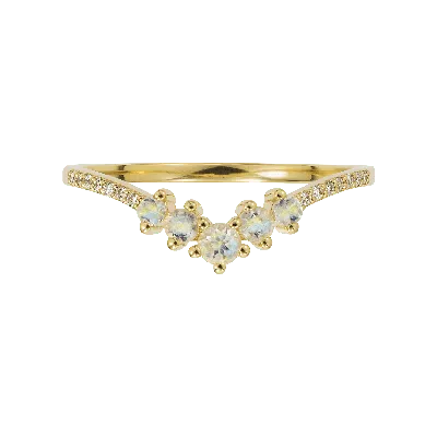 La Kaiser Women's Solid Gold Rainbow Moonstone & Diamond Vivant Arc Ring