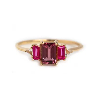 La Kaiser Women's Solid Gold Rhodolite Garnet & Topaz Cascading Love Ring