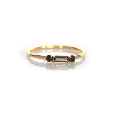 La Kaiser Women's Solid Gold Smoky Quartz & Black Diamond Baguette Crush Ring