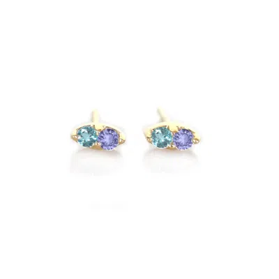 La Kaiser Women's Solid Gold Tanzanite & London Blue Topaz Pavillion Studs