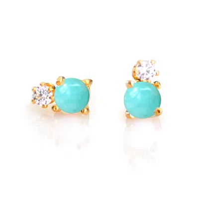 La Kaiser Women's Turquoise & Diamond Doublet Studs In Blue