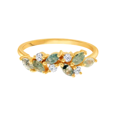 La Kaiser Women's Yellow Gold Moss Agate & Topaz Orchard Ring
