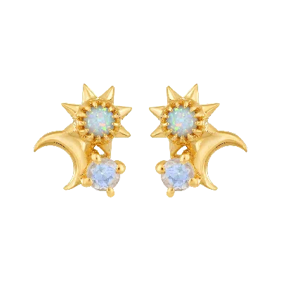 La Kaiser Women's You Are My Sun, Moon & Star Studs In Yellow