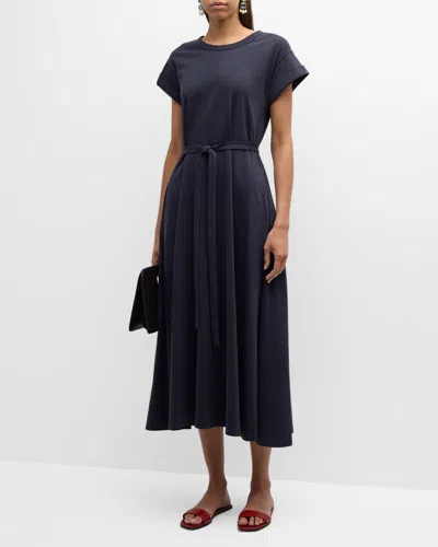 La Ligne Andie Belted Midi Dress In Navy