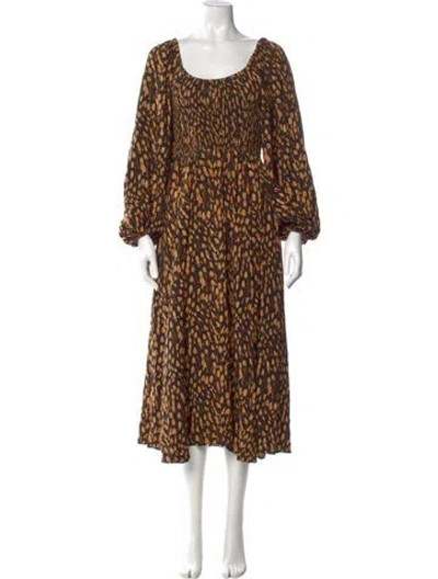 Pre-owned La Ligne Animal Print Long Dress In Black