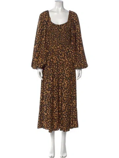 Pre-owned La Ligne Animal Print Long Dress In Black
