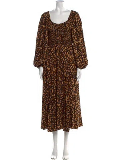 Pre-owned La Ligne Animal Print Long Dress In Neutral