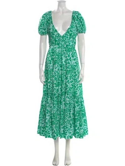 Pre-owned La Ligne Animal Print Long Dress W/ Tags In Green