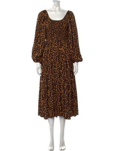 Pre-owned La Ligne Animal Print Midi Length Dress In Black