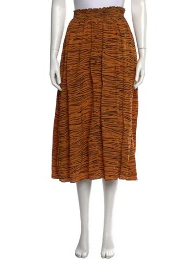 Pre-owned La Ligne Animal Print Midi Length Skirt In Orange