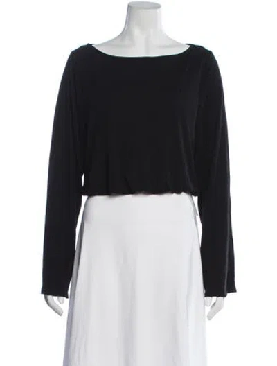 Pre-owned La Ligne Bateau Neckline Long Sleeve Top In Black