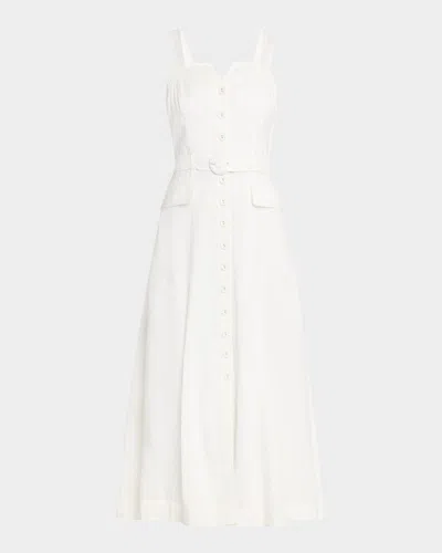 La Ligne Belted Button-front Shirtdress In Ivory