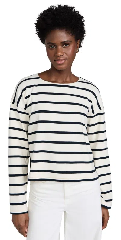 La Ligne Breton Long Sleeve Tee Ecru/navy