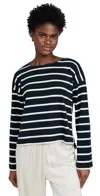 La Ligne Breton Long Sleeve Tee Navy/ecru In Navy/ecru