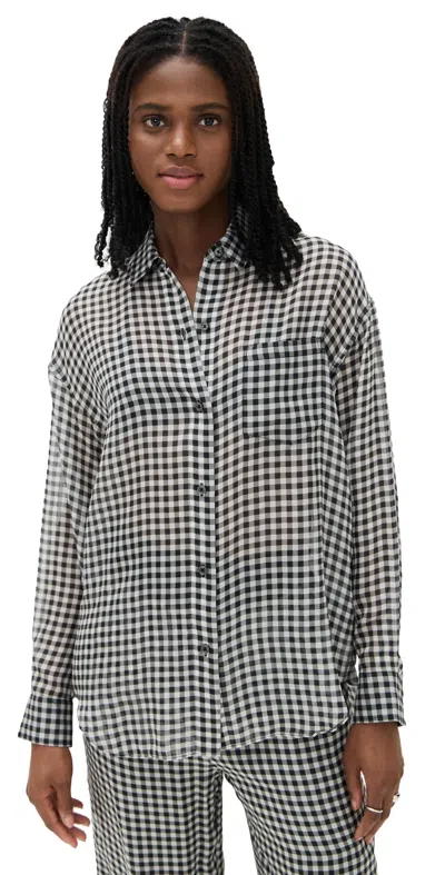 La Ligne Brigitte Silk Shirt Black Gingham
