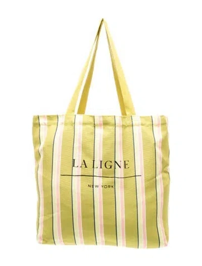 Pre-owned La Ligne Canvas Tote In Green/yellow