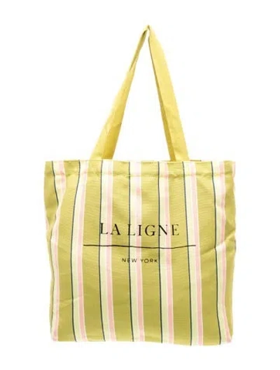Pre-owned La Ligne Canvas Tote In Green/yellow