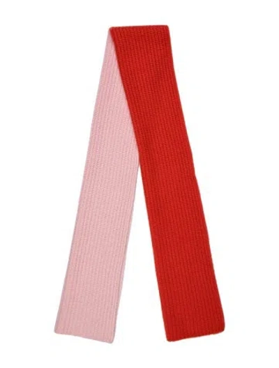 Pre-owned La Ligne Cashmere Colorblock Pattern Scarf In Orange