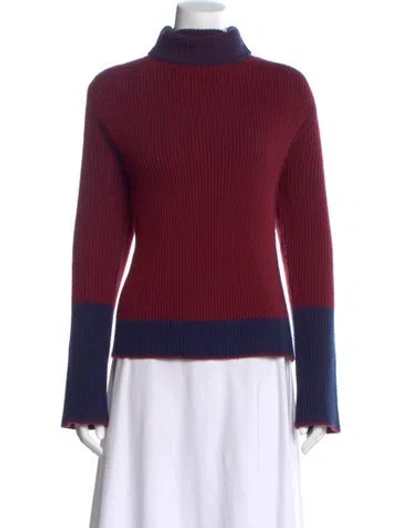 Pre-owned La Ligne Cashmere Colorblock Pattern Sweater In Red