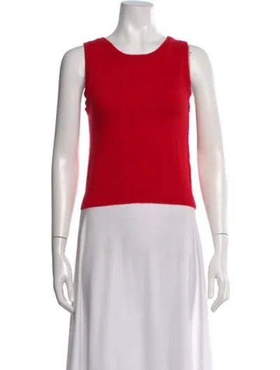 Pre-owned La Ligne Cashmere Crew Neck Top In Red