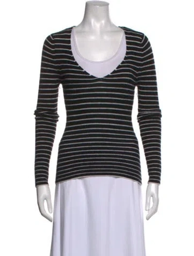 Pre-owned La Ligne Cashmere Striped Sweater In Black
