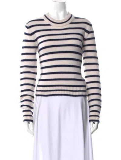 Pre-owned La Ligne Cashmere Striped Sweater In White