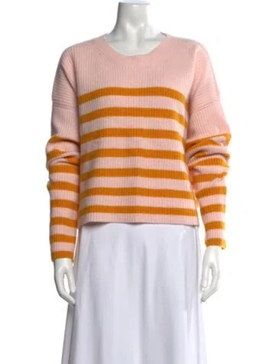 Pre-owned La Ligne Cashmere Striped Sweater In White