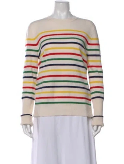 Pre-owned La Ligne Cashmere Striped Sweater In White