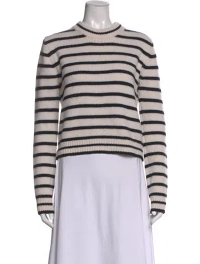 Pre-owned La Ligne Cashmere Striped Sweater In White