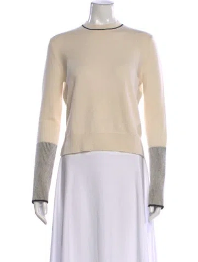 Pre-owned La Ligne Cashmere Striped Sweater In White