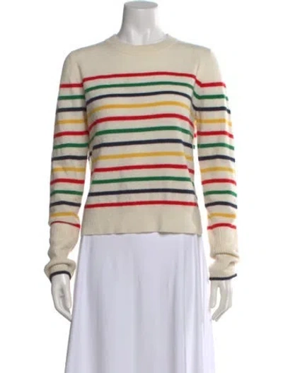 Pre-owned La Ligne Cashmere Striped Sweater In White