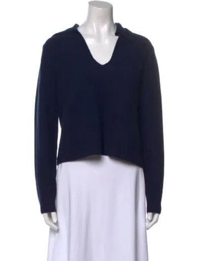 Pre-owned La Ligne Cashmere V-neck Sweater In Blue