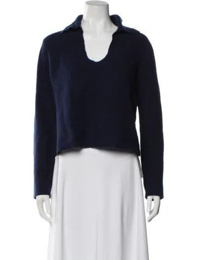Pre-owned La Ligne Cashmere V-neck Sweater In Blue