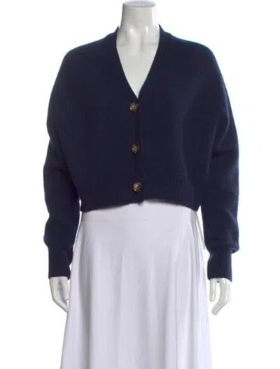 Pre-owned La Ligne Cashmere V-neck Sweater In Blue
