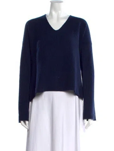 Pre-owned La Ligne Cashmere V-neck Sweater In Blue