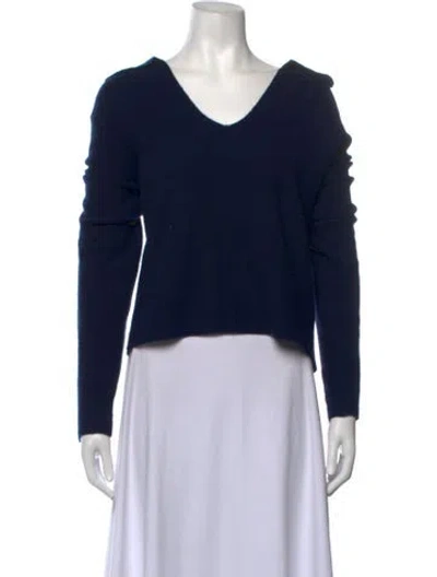 Pre-owned La Ligne Cashmere V-neck Sweater In Blue