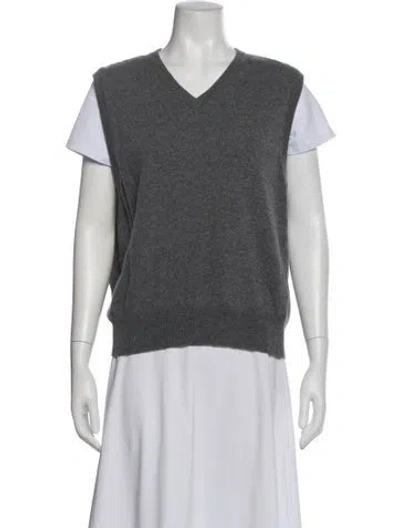 Pre-owned La Ligne Cashmere V-neck Sweater In Gray