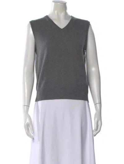 Pre-owned La Ligne Cashmere V-neck Sweater In Gray