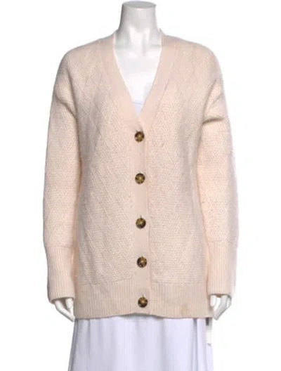 Pre-owned La Ligne Cashmere V-neck Sweater In White