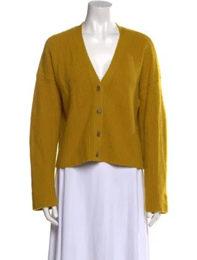 Pre-owned La Ligne Cashmere V-neck Sweater In Yellow