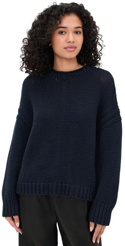 La Ligne Chunky Knit Crew Sweater Navy In Blue