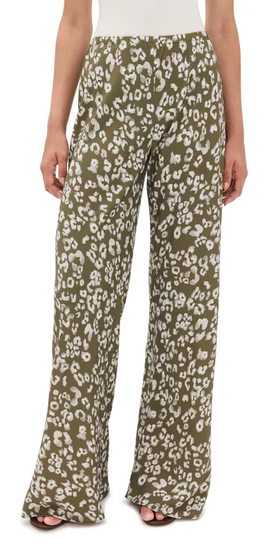La Ligne Colby Pants Artichoke/cream In Green