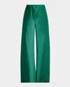La Ligne Colby Satin Pants In Emerald