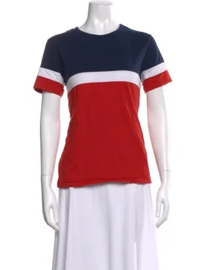 Pre-owned La Ligne Colorblock Pattern Crew Neck T-shirt In Red