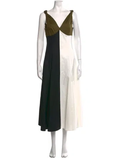 Pre-owned La Ligne Colorblock Pattern Midi Length Dress In Black
